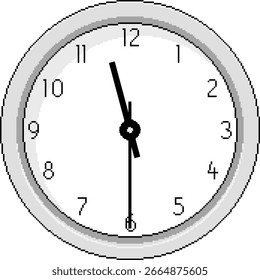 Pixel Art Clock at Half Past Eleven - Ilustração de vetor