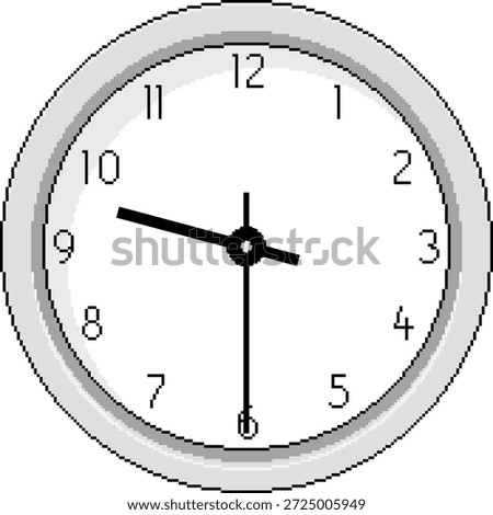 Pixel Art Clock at Half Past Nine - Vector Illustration