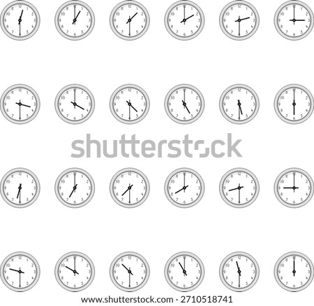 Pixel Art Clock Time Set - Half-Hour Interval
