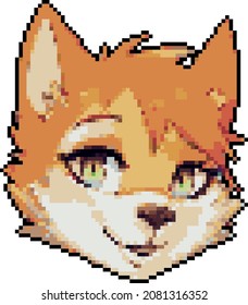 Pixel art, close-up portrait of yong furry-woman casual portrait in positive view, big smile