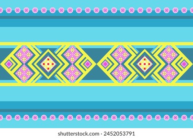 Pixel art cloth design Continuing the local fabric pattern Ethnic, geometric and floral designs used for weaving, carpets, wallpaper, clothing, fabrics, embroidery illustrations. Abstract pixel art