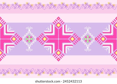 Diseño de telas de arte de píxeles Continuación del patrón de tela local Diseños étnicos, geométricos y florales utilizados para tejido, alfombras, Fondo de pantalla, ropa, telas, ilustraciones de bordado. pixel art Abstractas