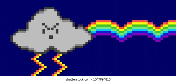Pixel art. Cloud Cartoon  icon