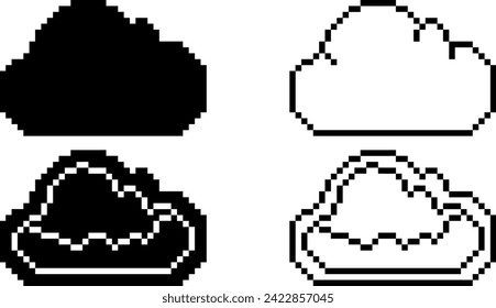 pixel art cloud flat icon set