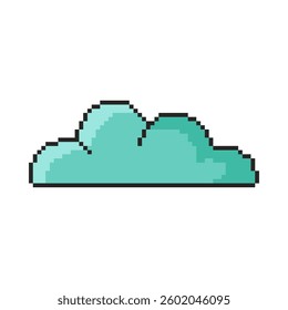 Pixel art cloud icon in 8 bit style. Retro 80s,90s video game graphics