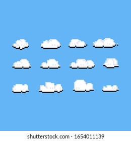 Pixelart Wolken Symbol-Set.