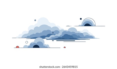 Pixel Art Nuvens Sereno Céu Minimalista Natureza Ilustração Arte Digital Pacífica Nuvem Clima Cenário