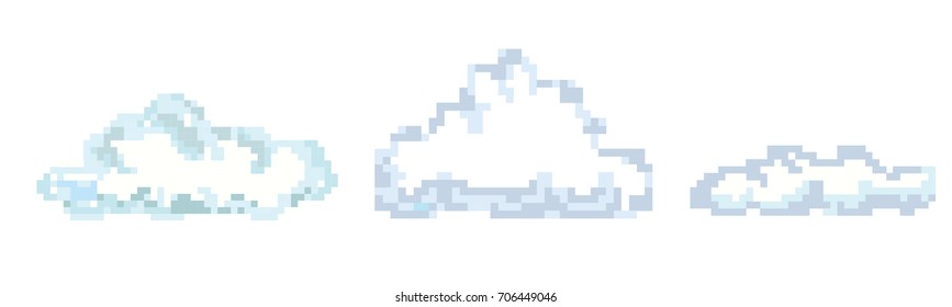 Pixel art. Pixel clouds. Vector illustration