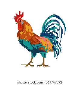 pixel  art cock, chinese New Year