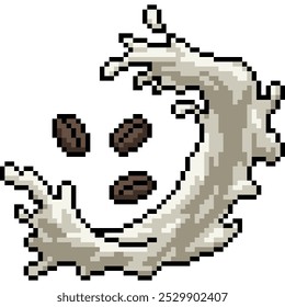 pixel arte de café leite manhã isolado fundo
