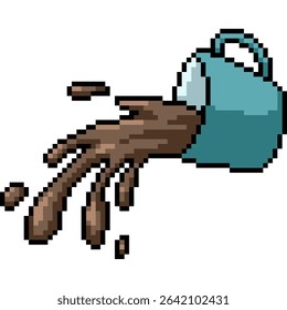 pixel art of coffee mug fall spread isolated background