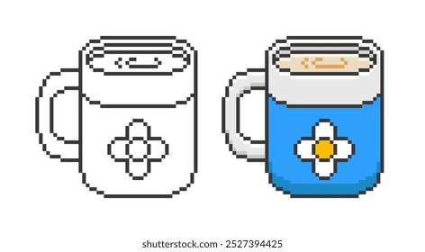 Pixel Art Kaffee Becher. Vektorgrafik