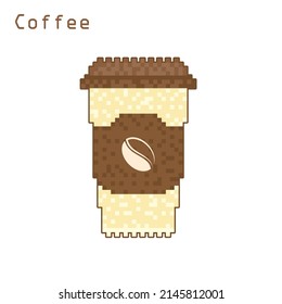 Pixel art coffee on white background. vector illustration.
