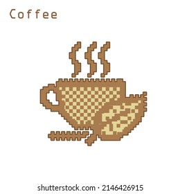 Pixel art coffee on white background. vector illustration.
