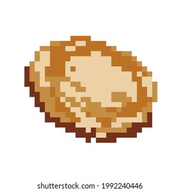 Pixel art coin element, isolated on white background. 