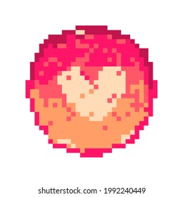 Pixel art coin element, isolated on white background. 