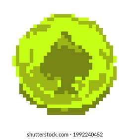 Pixel art coin element, isolated on white background. 