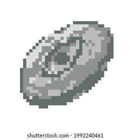 Moneda de una pieza de arte de la Pixel, aislada de fondo blanco. 
