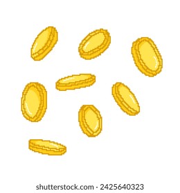 Pixel Art Coins Variety Vector