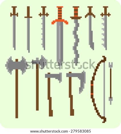 Pixel art. Cold steel arms.
	
