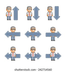 Pixel art collection arrows and man