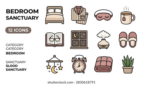 Pixel Art Collection Representing a Cozy Bedroom Sanctuary