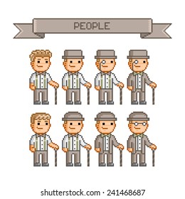 Pixel art collection retro for business