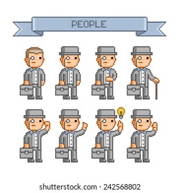 Pixel art collection retro for business
