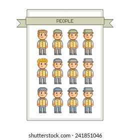 Pixel art collection retro and hipsters