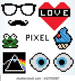 Pixel art collection. Vector illustration