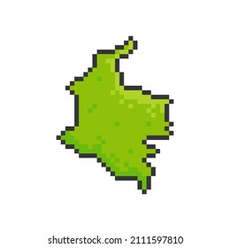 Pixel Art of Colombia Map. 8 Bit Pixel Art. Vector Illustration - EPS 10 Vector