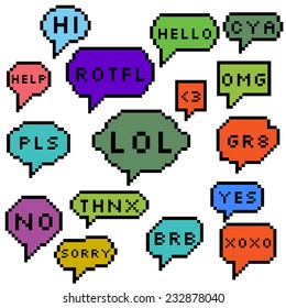 Pixel  art colored speech bubbles with 