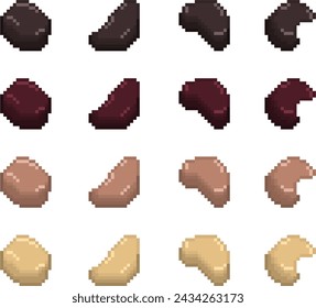 Pixel Art Colorful Rock Pack 3 16x16 Vector