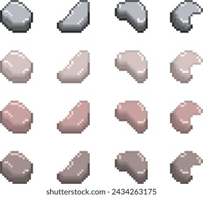 Pixel Art Colorful Rock Pack 1 16x16 Vector