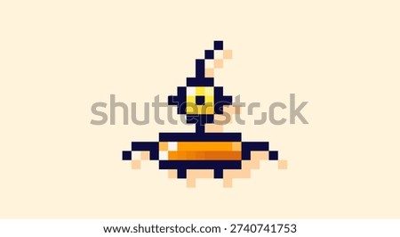 Pixel art combat painted in yellow and orange color.