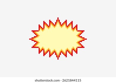 Pixel art comic boom, explosion clip art, speech bubble element. Vector illustration on isolated background.