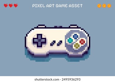 Video Controlador de consola de arte de píxeles activo de juego de 8 bits estilo Vector aislado dispositivo retro vintage de mano remota