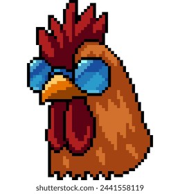 pixel arte de cabeza de pollo fresco aislado de fondo