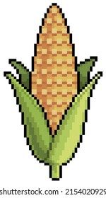 Pixel Art Corn Cob Vector Icon For 8bit Game On White Background
