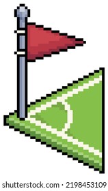 Pixel Art Corner Kick With Red Flag. Football Corner Vector Icon For 8bit Game On White Background 
