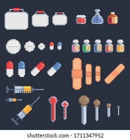 Pixel art coronavirus medkit for videogames