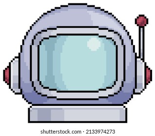 Pixel art cosmonaut astronaut helmet  vector icon for 8bit game on white background 