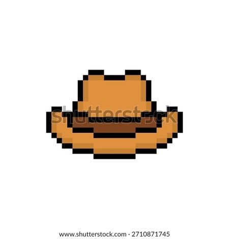 pixel art cowboy hat 8 bit vector icon for computer game logo