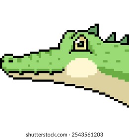 pixel art of crocodile alligator head isolated background