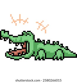 pixel art of crocodile laugh funny isolated background