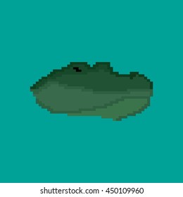 Pixel art. Crocodile silhouettes on the blue background