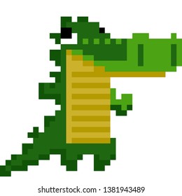 Pixel Art crocodile Standing posture