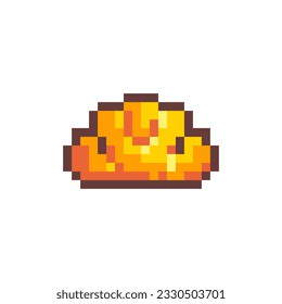 Pixel Art Croissant. Retro 8 bit Style Bakery Dessert Croissant Illustration. Ideal for Sticker, Retro Decorative Element, Game Asset, Emoji, or Cute Geek Avatar.