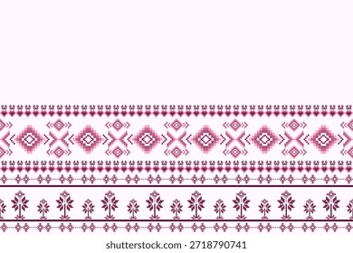 Pixel arte punto de cruz abstracto geométrico oriental dulce jardín sin patrón. Diseño decorativo de geometría perfecta para tela, ropa, bordado, adorno, Fondo de pantalla, fondo, cerámica, mosaico