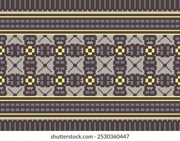 Pixel art Cross Stitch seamless pattern,Traditional pixel geometric Abstract ethnic background for print decor cloth,carpet,wall art
